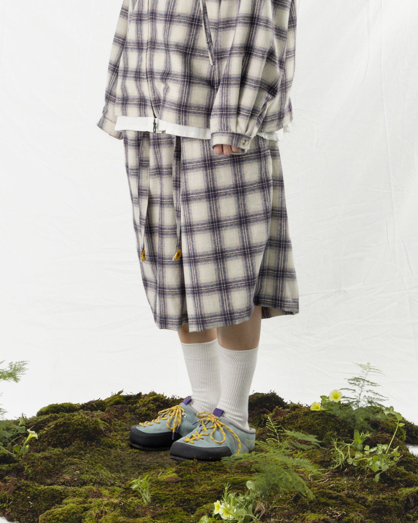 TORORU SHORTS SEMI WOOL CHECKERED BLUE