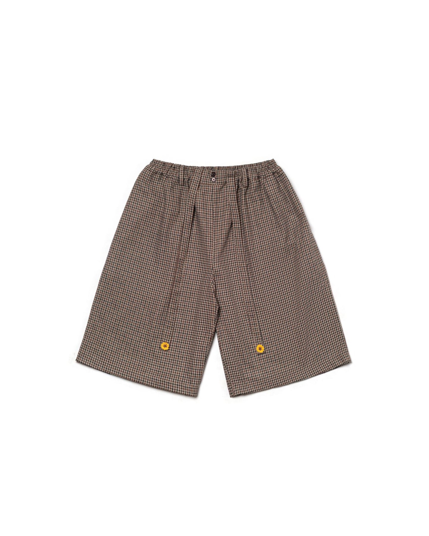 TORORU SHORTS SEMI WOOL CHECKERED BROWN