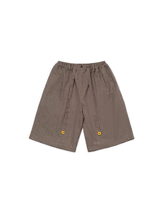 TORORU SHORTS SEMI WOOL CHECKERED BROWN