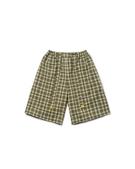 TORORU SHORTS SEMI WOOL CHECKERED GREEN