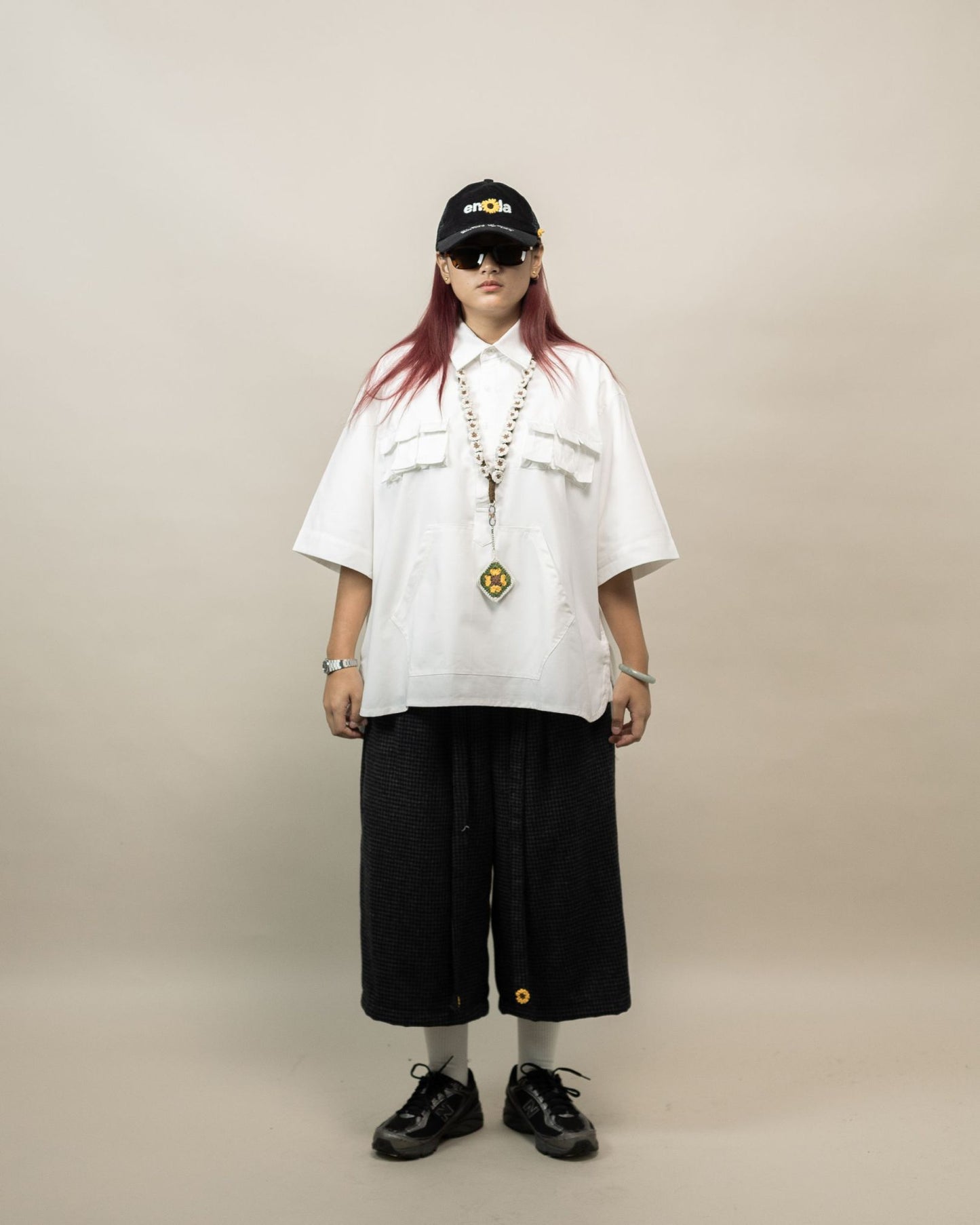 TORORU SHORTS SEMI WOOL PATTERN GRAY