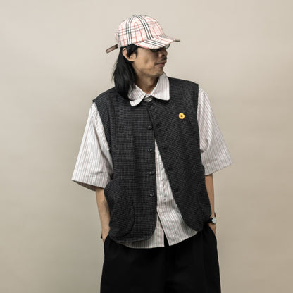BURU VEST SEMI WOOL PATTERN GRAY