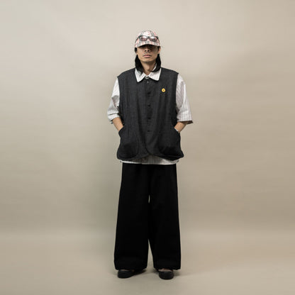 BURU VEST SEMI WOOL PATTERN GRAY