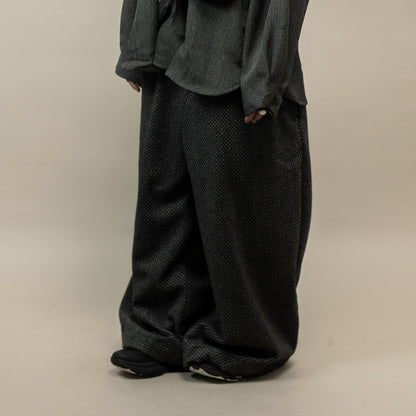 DAITA BARREL PANTS SEMI WOOL PATTERN GRAY