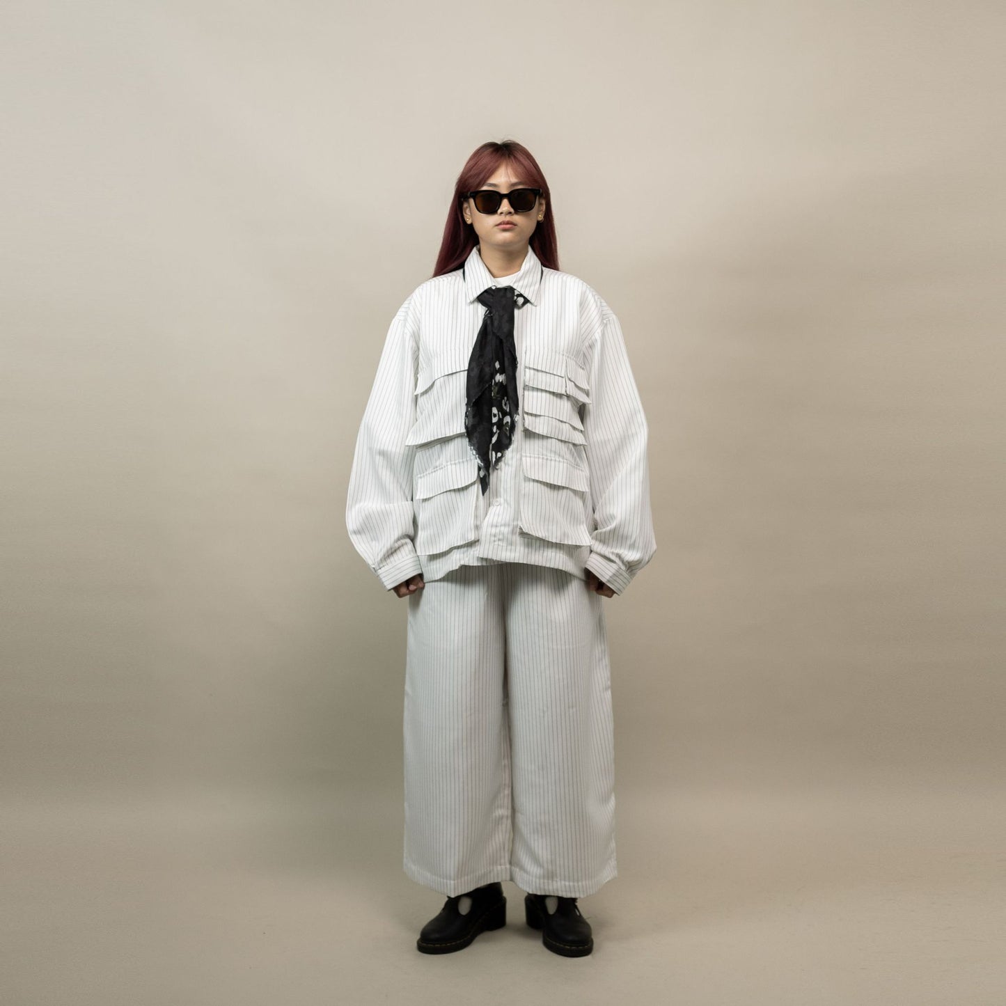 DAITA BARREL PANTS SEMI WOOL WHITE