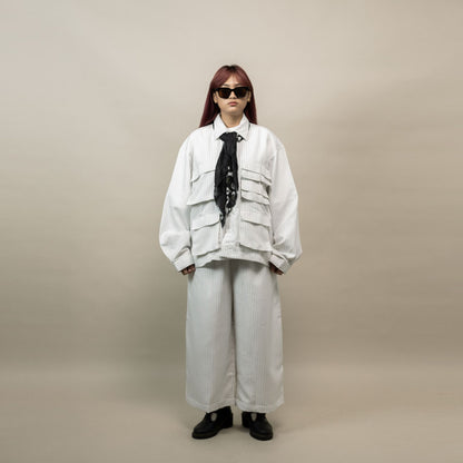 DAITA BARREL PANTS SEMI WOOL WHITE