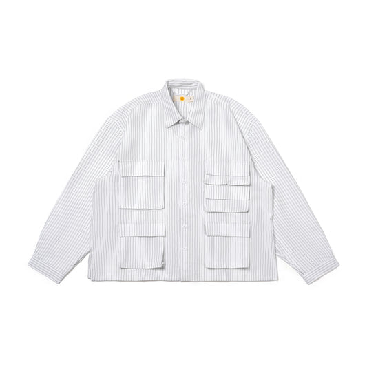 LEPA SHIRT L/S SEMI WOOL STRIPES WHITE