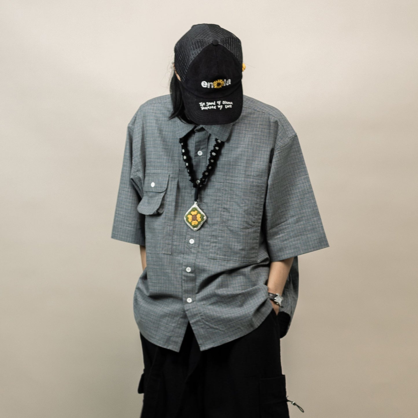 NOMIZU SHIRT PLAID GRAY‎ ‎ ‎