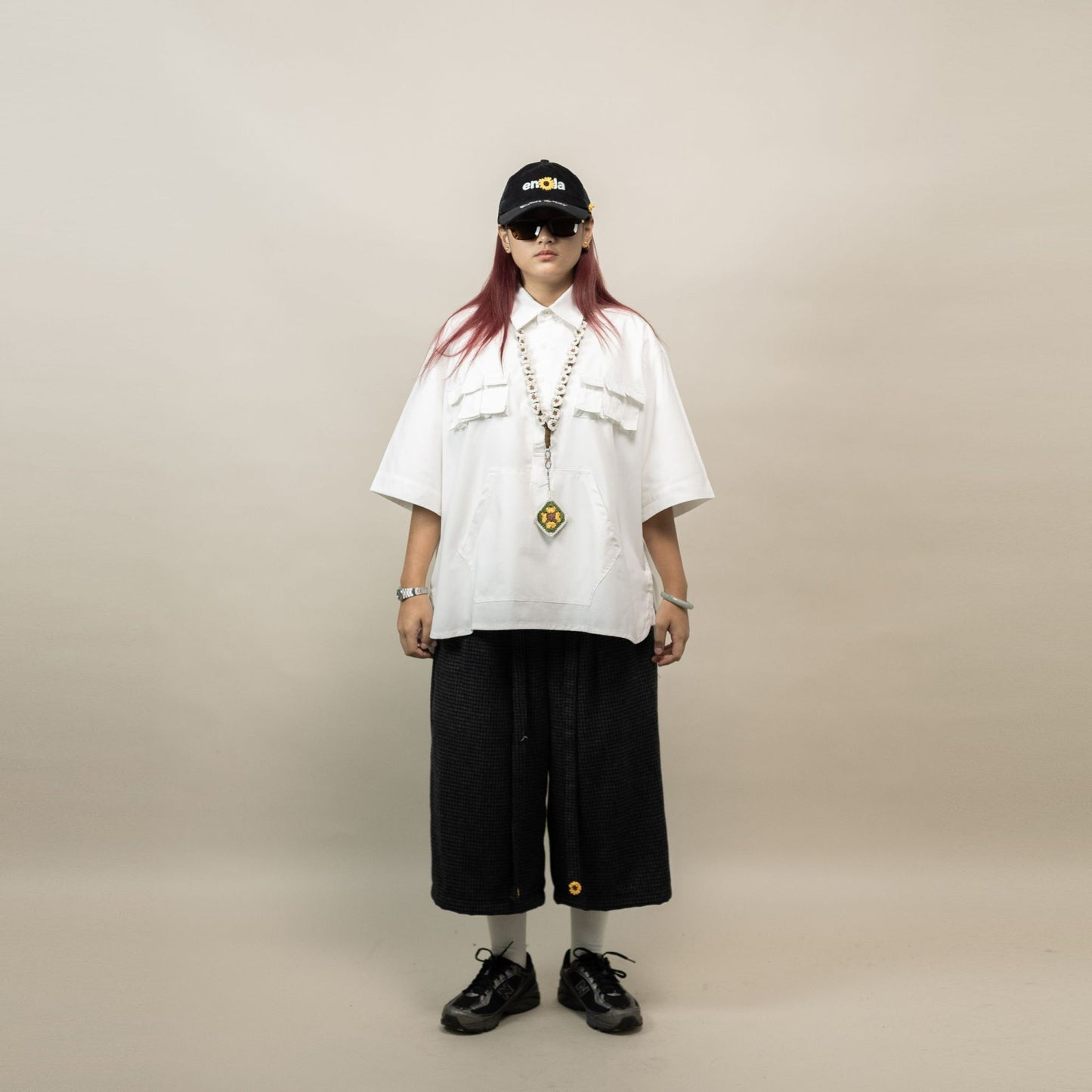 TORORU SHORTS SEMI WOOL PATTERN GRAY