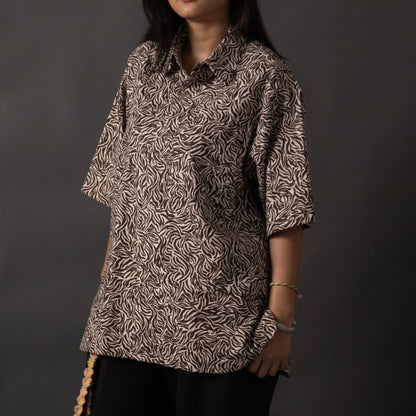 NAKANO SHIRT PATTERN BROWN WHITE TNOI
