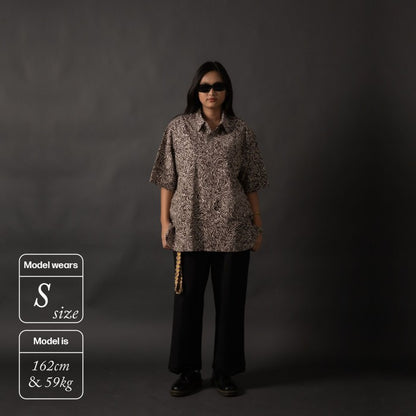 NAKANO SHIRT PATTERN BROWN WHITE TNOI
